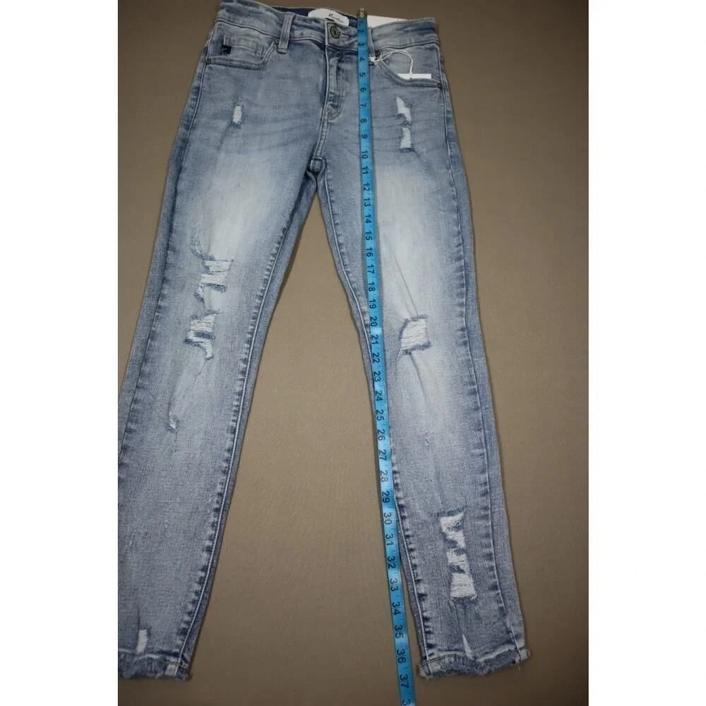 Kancan Mid Rise Ankle Skinny‎ Ripped Light Denim Jeans Size 7/27